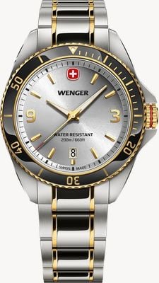 Wenger Executive Quartz (40mm) Silver Sunburst Dial / Two-Tone Stainless Steel Bracelet 01.2031.106