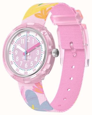 Flik Flak PASTEL PARADISE (31.85mm) Pastel Pink and White Dial / Pastel Pink Patterned Strap FPNP170