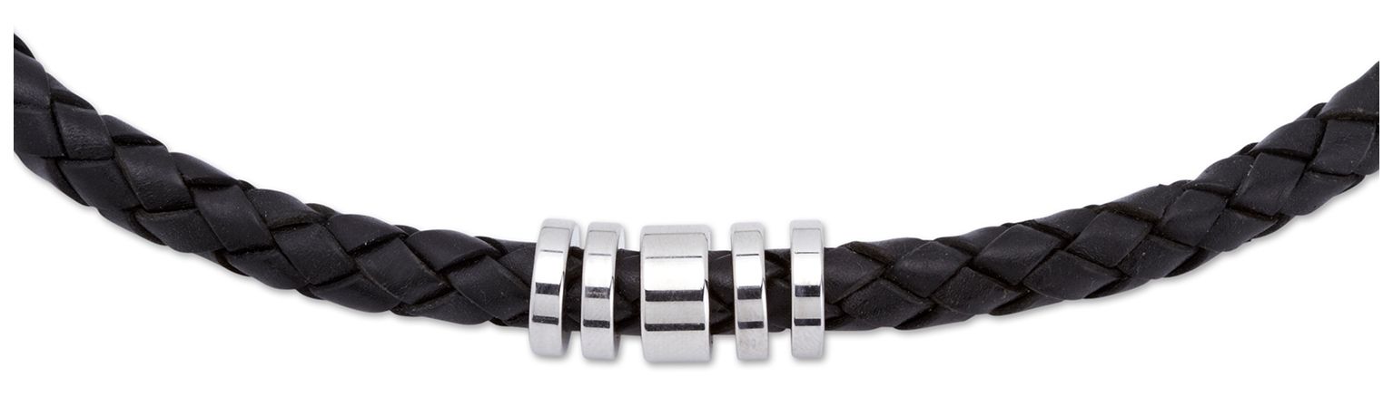 Unique & Co K49BL/50CM Black Leather | Steel Elements | Jewellery