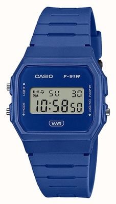 Casio F-91 Series Digital (38.2mm) Blue Digital Dial / Blue Bio-Based Resin Strap F-91WB-2A1EF