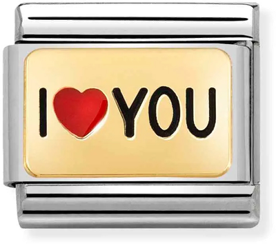 Nomination Classic PLATES Steel Enamel And 18k Gold I HEART You Charm 030284/52