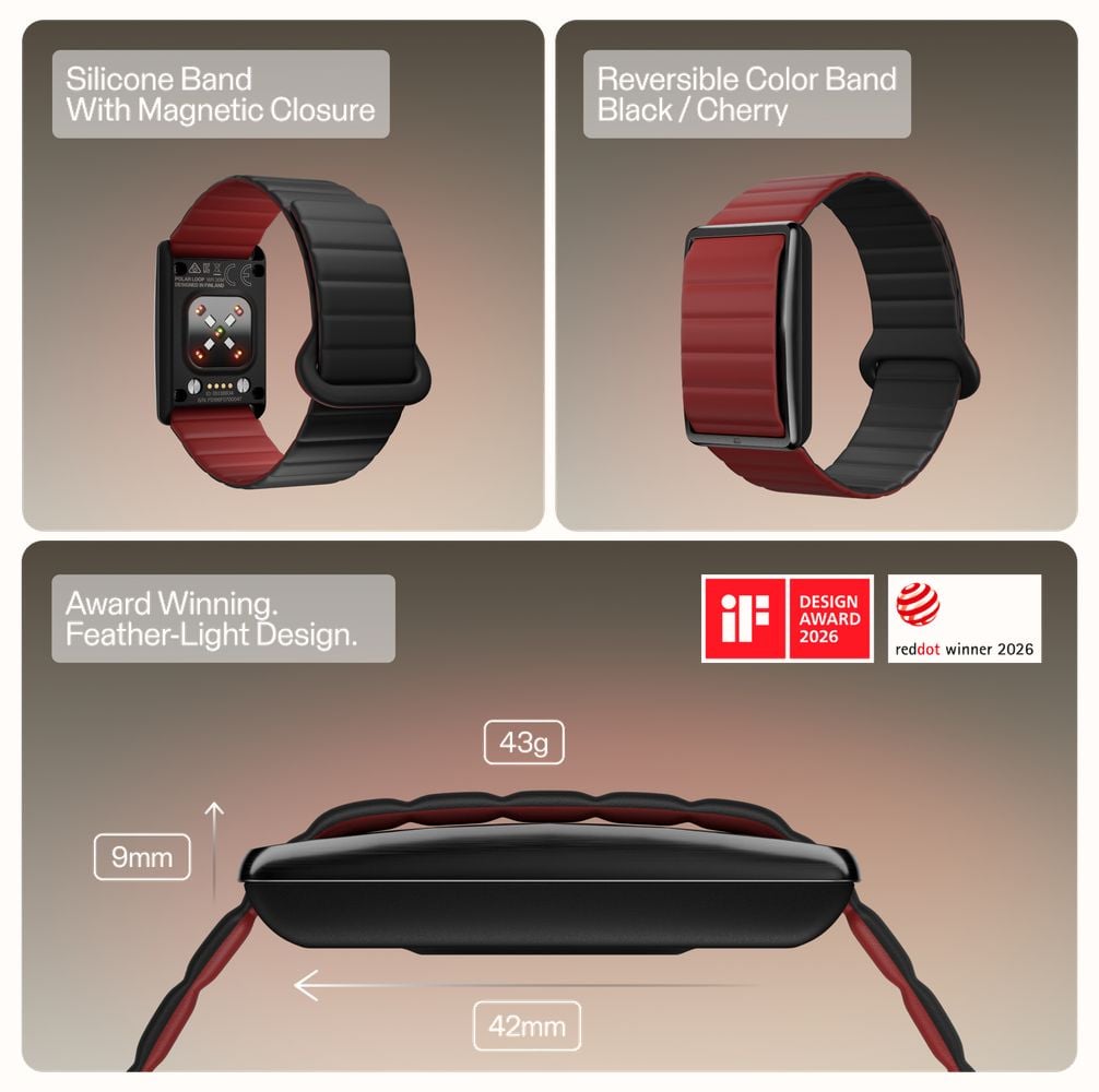 Polar Loop Black Cherry Magnetic Silicone - Screen-Free Wearable Health Band & Fitness Tracker Watch 920121267 - alternate view 6