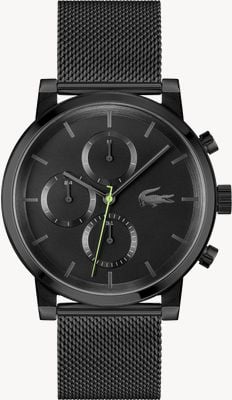 Lacoste Men's Replay (43mm) Black Dial / Black PVD Stainless Steel Mesh Bracelet 2011411
