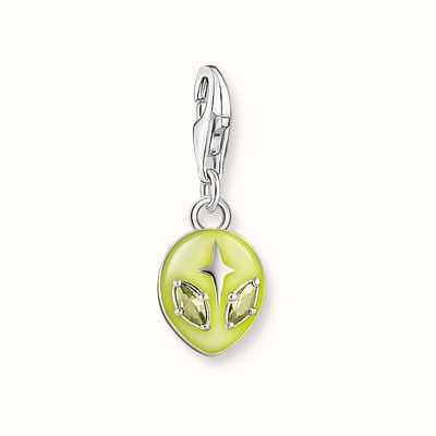 Thomas Sabo Charm Pendant Alien With Yellow Cold Enamel and Green Zirconia Silver 2053-041-4