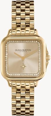 Olivia Burton Grosvenor Gold (28mm) Champagne Dial / Gold-Tone Stainless Steel Bracelet 24000084
