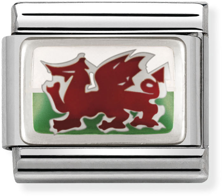 Nomination Classic Wales Flag Enamel Sterling Silver & Steel Charm 330207/02