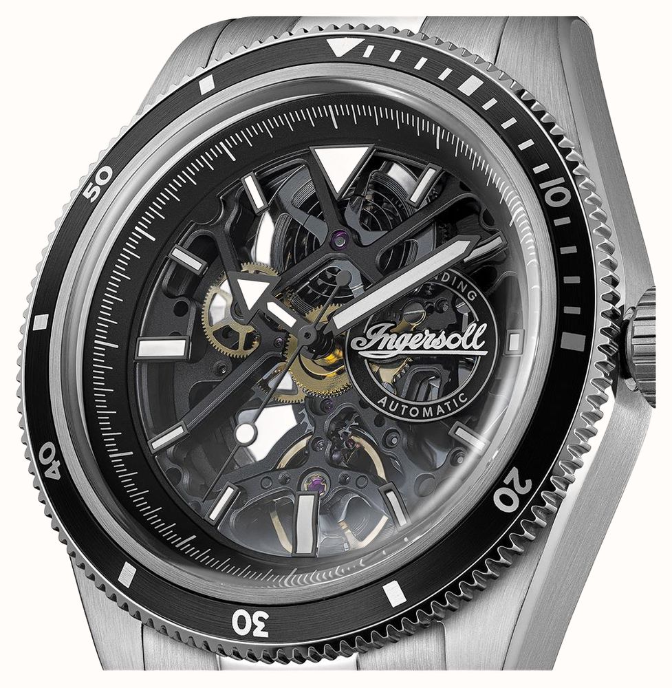 Ingersoll THE BUCK Automatic (43mm) Black Skeleton Dial / Stainless Steel Bracelet I18001 - alternate view 2