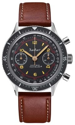 Hanhart 415 ES Iconic (39mm) Black Dial / Dark Brown Leather Strap - M H703.210-8110