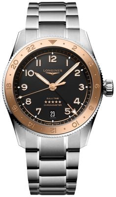 LONGINES Spirit Zulu Time 1925 GMT Automatic (39mm) Black Dial / Stainless Steel Bracelet + Black NATO Strap L38035536