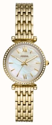 Fossil Women's Carlie Mini | Mother-of-Pearl Dial | Gold Stainless Steel Bracelet ES4735