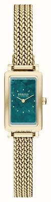 Skagen Hagen Micro Quartz (16mm) Teal Mother-of-Pearl Dial / Gold PVD Steel Mesh Bracelet SKW3186