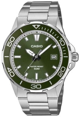 Casio MTD-145D Series Diver Style (43.2mm) Green Sunray Dial / Stainless Steel Bracelet MTD-145D-3AVEF