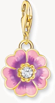Thomas Sabo Gold-Plated Charm Pendant With Violet Flower 2208-565-7