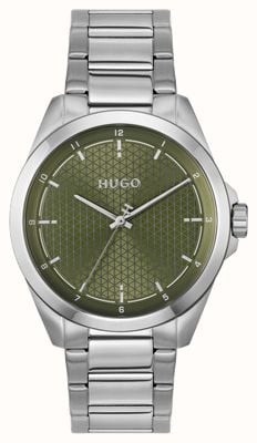 HUGO #SEAM Three-Hand Quartz (42.5mm) Khaki Green Dial / Stainless Steel Bracelet 1530453