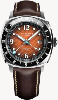 Duckworth Prestex Rivington GMT (42mm) Orange Fumé Waffle Dial / Brown Horween Leather D489-05-C