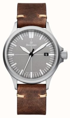 Damasko DS30 Three-Hand Automatic (39mm) Grey Dial / 'Vintage' Brown Strap Watch DS30 GREY BROWN LEATHER