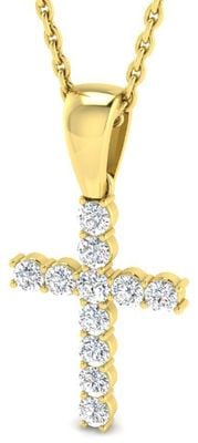 9ct Yellow Gold Diamond Cross Necklace SP4156
