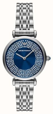 Emporio Armani Women's (32mm) Blue Crystal-Set Dial / Stainless Steel Bracelet AR11627