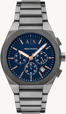 Armani Exchange Men's Chronograph (42mm) Blue Dial / Gunmetal Stainless Steel Bracelet AX4182