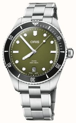 ORIS Divers Date Automatic (39mm) Olive Dial / Stainless Steel Bracelet + Black Tropic Strap 01 733 7795 4057-SET