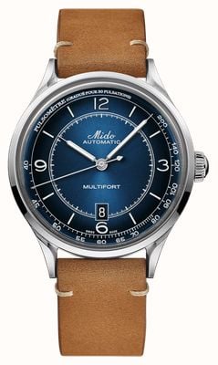 Mido Multifort Patrimony Automatic (40mm) Blue Sunray Dial / Brown Leather Strap M0404071604000