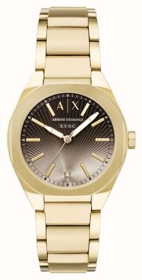 Armani Exchange Three-Hand Quartz (36mm) Textured Gold Gradient Dial / Gold PVD Stainless Steel Bracelet AX6031