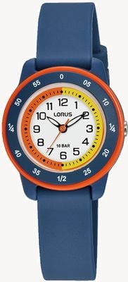 Lorus Youth 'Time Teacher' (27mm) White Dial / Blue Silicone Strap RRX53JX9