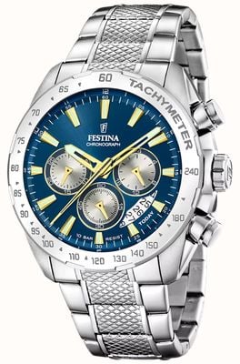 Festina Timeless Chronograph (44.5mm) Blue Dial / Stainless Steel Bracelet F20668/5