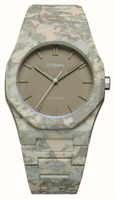 D1 Milano Polycarbon Forest Camo (40.5mm) Matte Grey-Green Dial / Green Camouflage Polycarbonate Strap PCBJ38