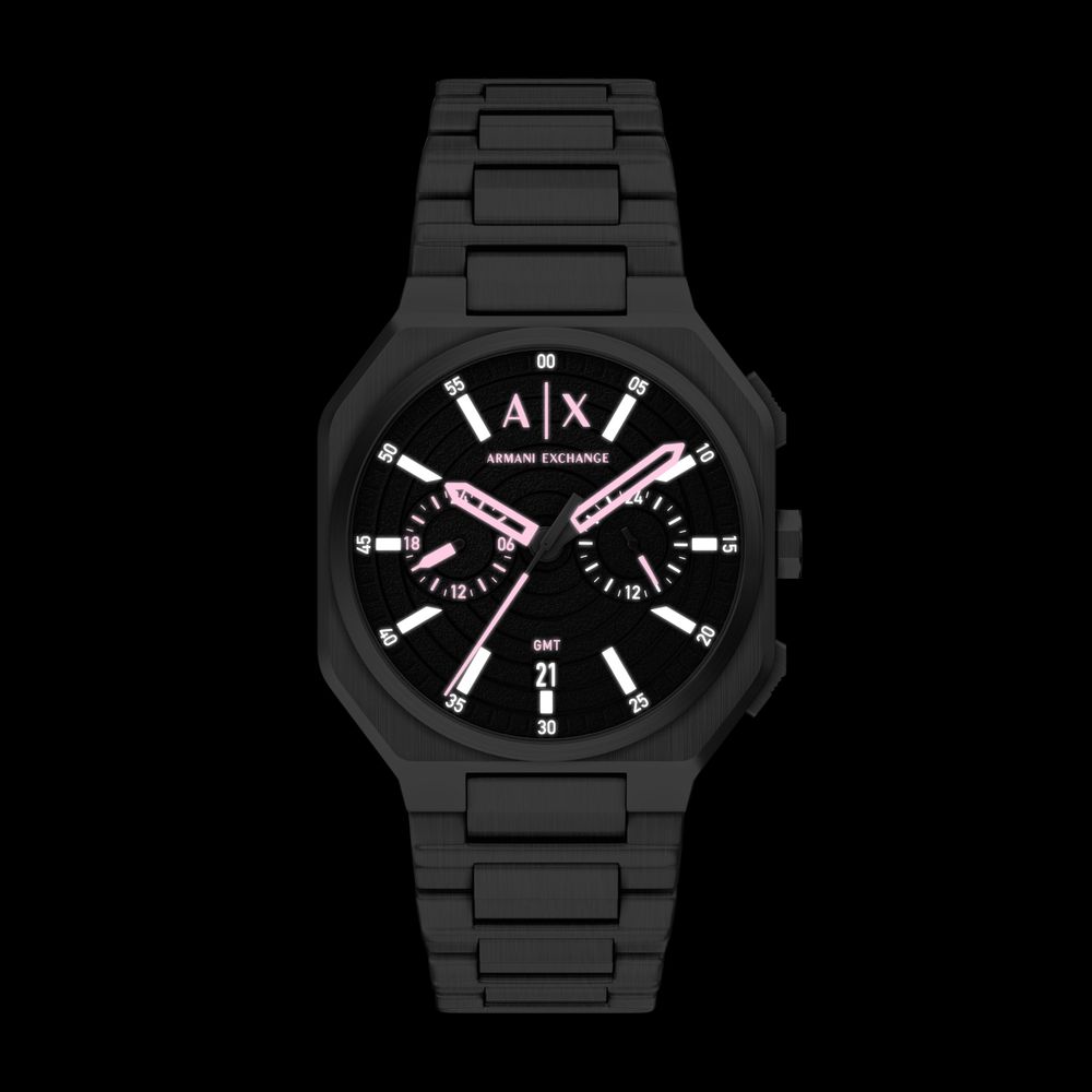 Armani Exchange Dual-Time Quartz (40mm) Black Dial / Stainless Steel Bracelet AX1475 - alternate view 3