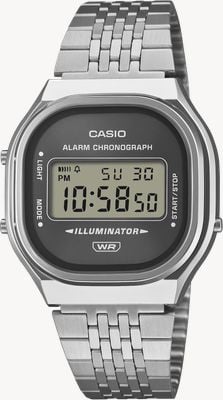 Casio A140 Series Alarm Chronograph Illuminator (36.8mm) Grey Sunray Dial / Stainless Steel Band A140WE-8AEF