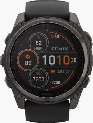 Garmin Fenix 8 51mm SOLAR Sapphire Premium Multisport GPS Smartwatch Carbon Grey with Black Silicone 010-02907-11