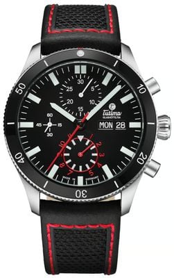 Tutima Glashütte Grand Flieger Airport Automatic Chronograph (41mm) Velvet-Black Dial / Black Kevlar Strap 6407-05
