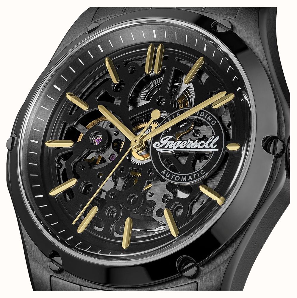 Ingersoll THE WHISTLE Automatic (43mm) Black Skeleton Dial / Black PVD Stainless Steel Bracelet I18202 - alternate view 2