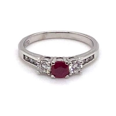 James Moore JM9844 18c White Gold Diamond Ruby Ring Jewellery
