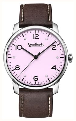 Hanhart PIONEER Silva Rosé (38.5mm) Pastel Pink Dial / Dark Brown Leather Strap - M 782.230-8110