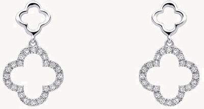 Elements Gold Diamond Quatrefoil Drop Earrings In 9ct Gold GE2508C