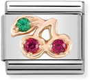 Nomination Classic Cherry 9ct Rose Gold & Steel Charm 430305/17