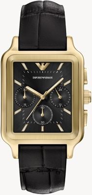 Emporio Armani Diego Chronograph (50mm) Black Dial / Black Leather Strap AR11753
