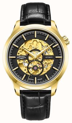 Rotary Skeleton Automatic (42mm) Black Dial / Black Leather Strap GS02948/04