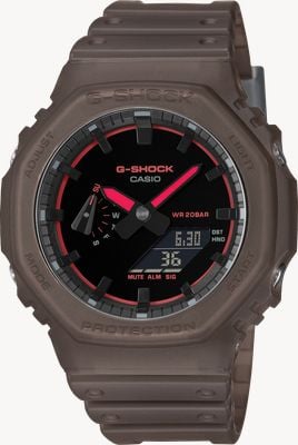 Casio G-SHOCK GA-2100 Series Dual-Display (45.4mm) Black Dial / Translucent Brown Resin Band GA-2100K-5AER