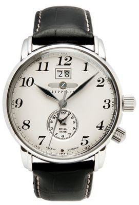 Zeppelin LZ 127 Graf Zeppelin Dual-Time Quartz (42mm) Beige Dial / Brown Leather Strap 7644-5