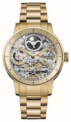 Ingersoll THE JAZZ Automatic (42mm) Skeleton Dial / Gold-Tone Stainless Steel Bracelet I07711