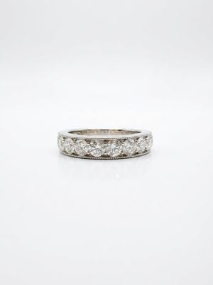 1.50ct Round Brilliant Natural Diamond 18ct White Gold Half Eternity Ring JM5450