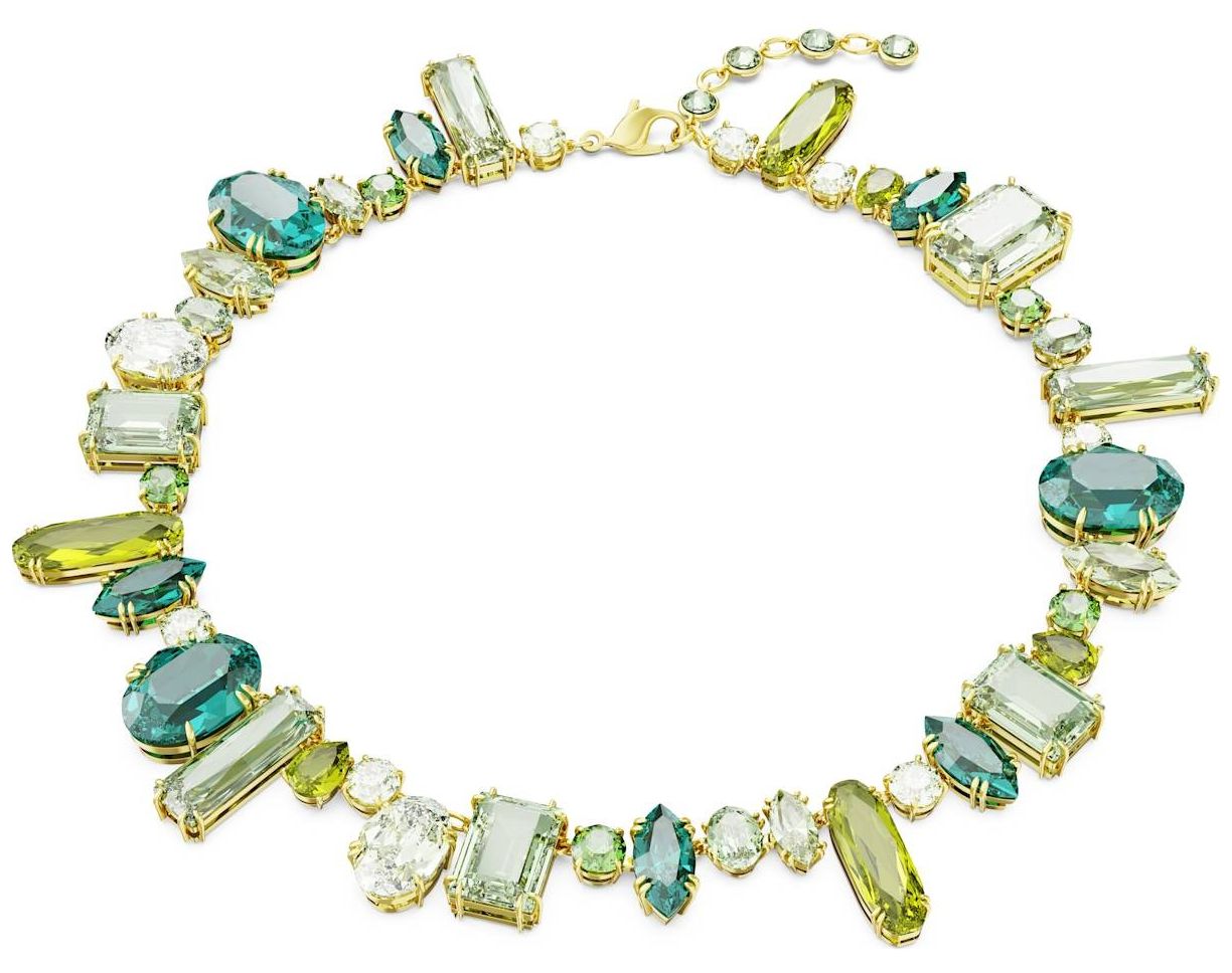 Swarovski 5657388 Gema Necklace, Mixed Cuts, Green, Gold- Jewellery