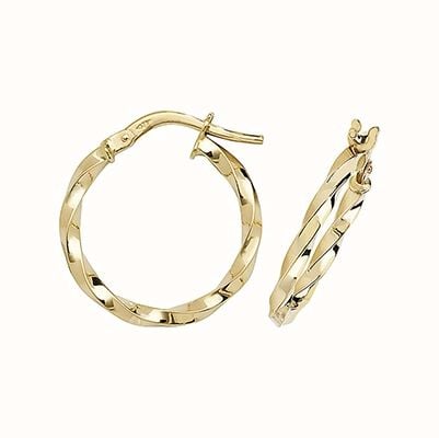 James Moore TH 9k Yellow Gold Hoop Earrings 15 mm ER1008-15