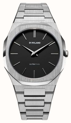 D1 Milano Ultra Thin Re-Silver (40mm) Matte Black Dial / Stainless Steel Bracelet UTBJ40