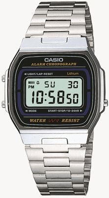 Casio Alarm Chronograph (35mm) Digital Dial / Stainless Steel A164WA-1VES
