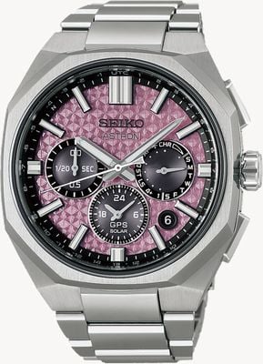 Seiko Astron GPS Solar 2026 Limited Edition (43.4mm) Crystal Pink Dial / Titanium Bracelet Watch HAB006J1