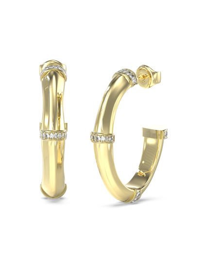 Guess UBE05160YG Bamboo Ladies Gold Tone Hoop Earrings Jewellery